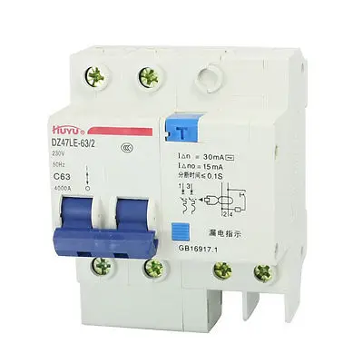 

AC 230V 63A 2 Poles Overload Protection ELCB Earth Leakage Circuit Breaker