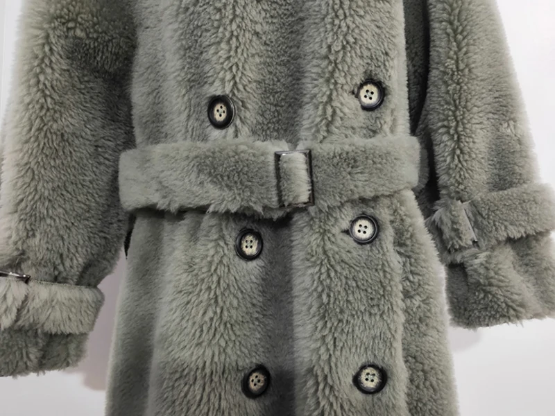 Новинка, модная женская зимняя куртка с плюшевой подкладкой, длинное пальто из настоящей шерсти, осеннее и зимнее женское пальто