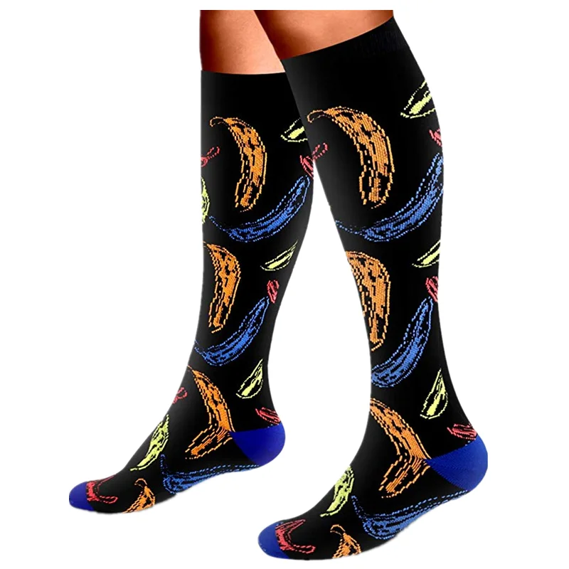 Compression Socks Unisex Sport Socks Running Travel Long Compress Fruit Leg Pressure Anti-fatigue Men