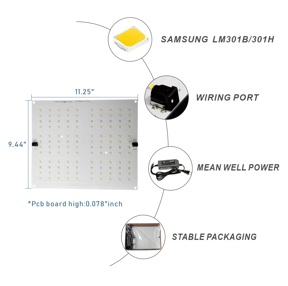 110W Samsung LM301H 3500K Luz LED para Crecimiento de placa cuántica Rojo Profundo Kit UV infrarrojo lejano