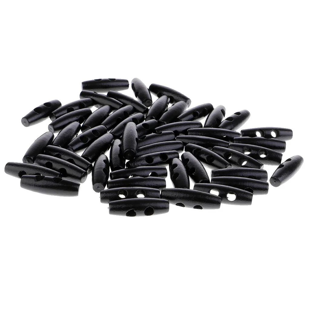 50Pcs Wood Sewing Horn Toggle Buttons Cloth Accessories 2 Holes | Дом и сад