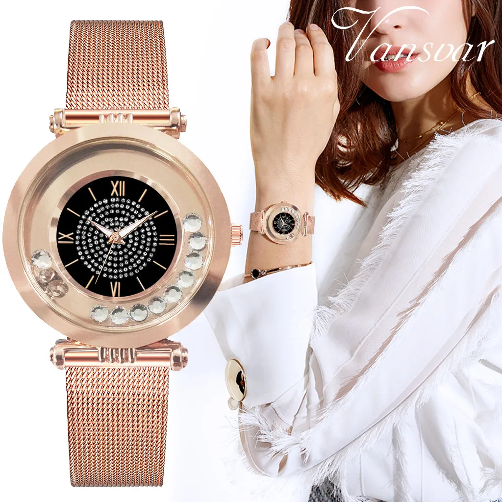 

Dropshipping Women Watch Romantic Quartz Wrist Watch Stainless Steel Mesh Rhinestone Designer Ladies Watches Zegarek Damsk #W