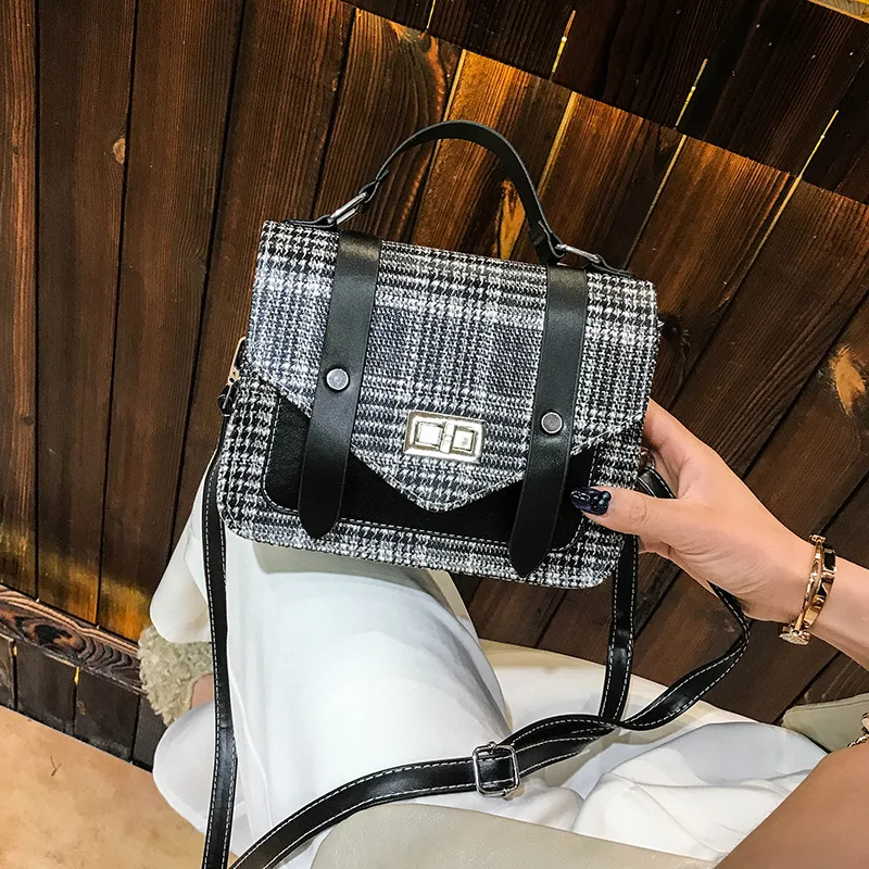 

Retro Small Bag Women's 2018 Spring New Style Fashion Korean-style Versatile Messenger Bag Plaid Fashion Small Square Bag