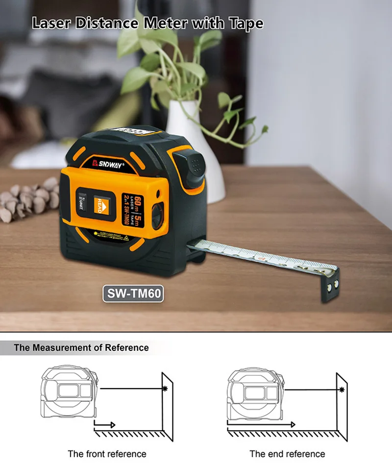 SNDWAY 40 м 60 м мини лазерный измеритель расстояния измерительная лента цифровой лазерный дальномер линейка выдвижной 5 м лазерный измерительный инструмент