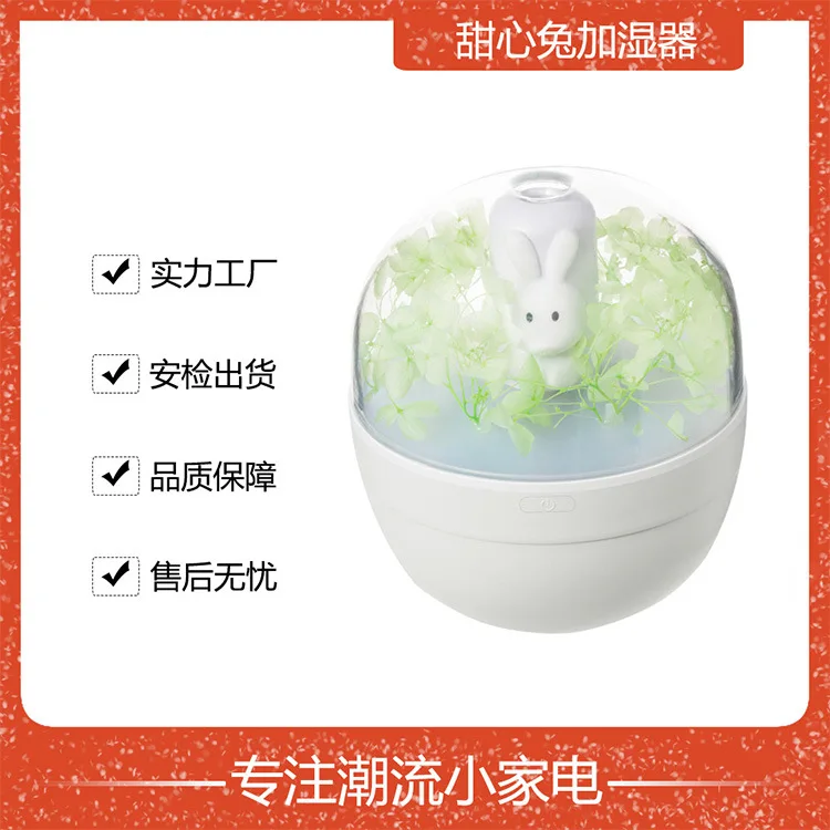 

New Style Preserved Fresh Flower Honey Bunny Humidifier Creative Gifts USB Night Light Atomizer Air Humidifier