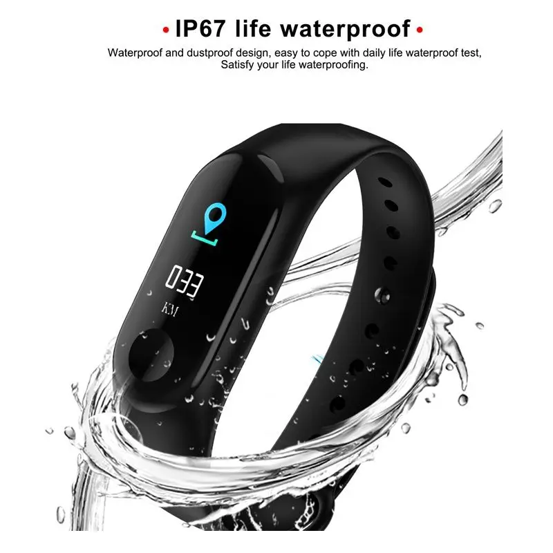 Wearable Waterproof Bluetooth Smart Band Watch Bracelet Wristband Color Screen Fitness Tracker Blood Pressure