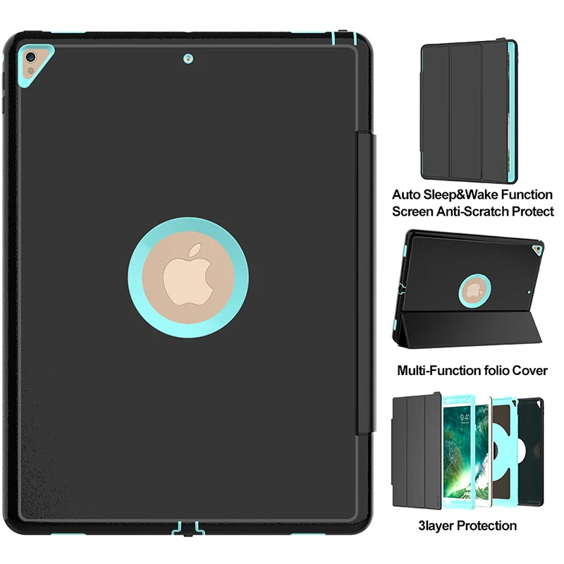 Heavy Duty TPU+ PU кожа Чехол Smart Cover с функцией автоматической блокировки и разблокировки для iPad Pro 12,9 Gen 2 планшеты+ стилус