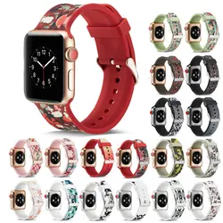 Ремешок для Apple watch band 38 мм 42 мм iwatch 4 44 мм 40 мм ремешок печать силиконовый ремешок для часов Браслет Apple watch 4 3 2 Аксессуары