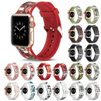 

Strap for Apple watch 5 4 44mm 40mm band iwatch 42mm 38mm Printing Silicone watchband bracelet Apple watch 4 3 2 Accessories