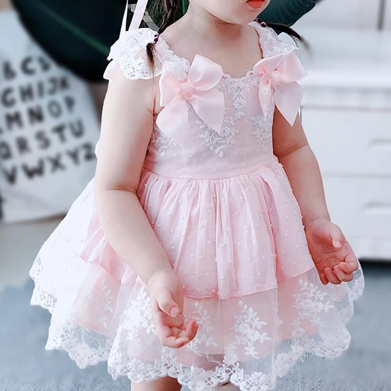 Детские платья в стиле Лолиты; винтажное кружевное платье для девочек на день рождения в испанском стиле; комплект одежды для первого и второго дня рождения; платья принцессы для девочек