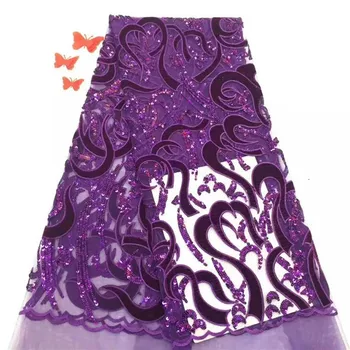 

Latest African Lace Fabric 2019 High Quality Lace Embroidery French Mesh With velvet Nigerian Lace Fabrics Material