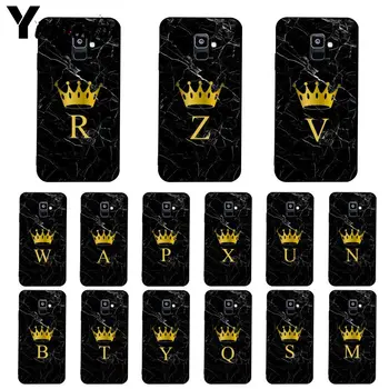 

Yinuoda Custom name Letter Monogram Black Marble crown PhoneCase For Samsung Galaxy A7 A50 A70 A40 A20 A30 A8 A6 A8 Plus A9 2018