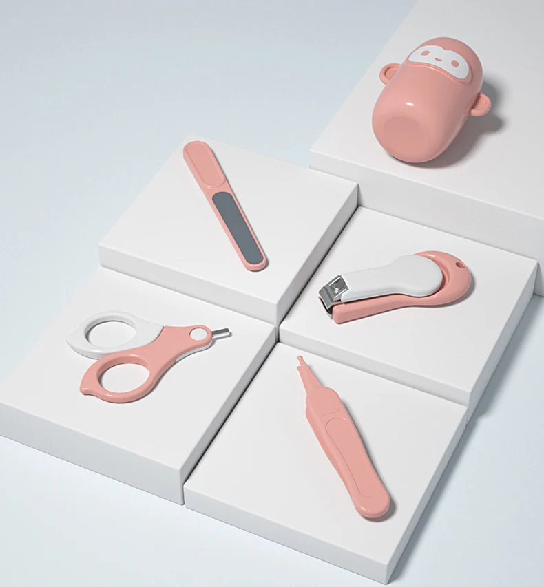 pink mokey Безопасная машинка для стрижки ногтей для ухода за ребенком, мультяшная машинка для триммера, маникюра, педикюра, ножницы для стрижки ногтей, детские ножницы для ухода за ногтями - Цвет: pink mokey