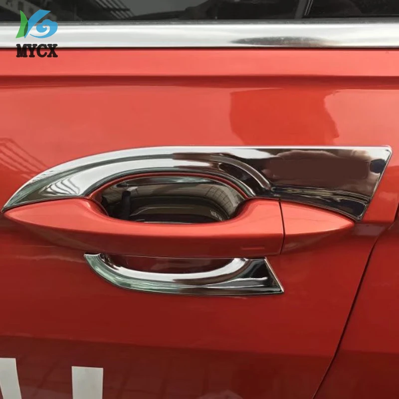 Автомобильные аксессуары наружное украшение ABS Хромированная дверная ручка чаша крышка отделка с для Volkswagen Tiguan L- автомобильный Стайлинг