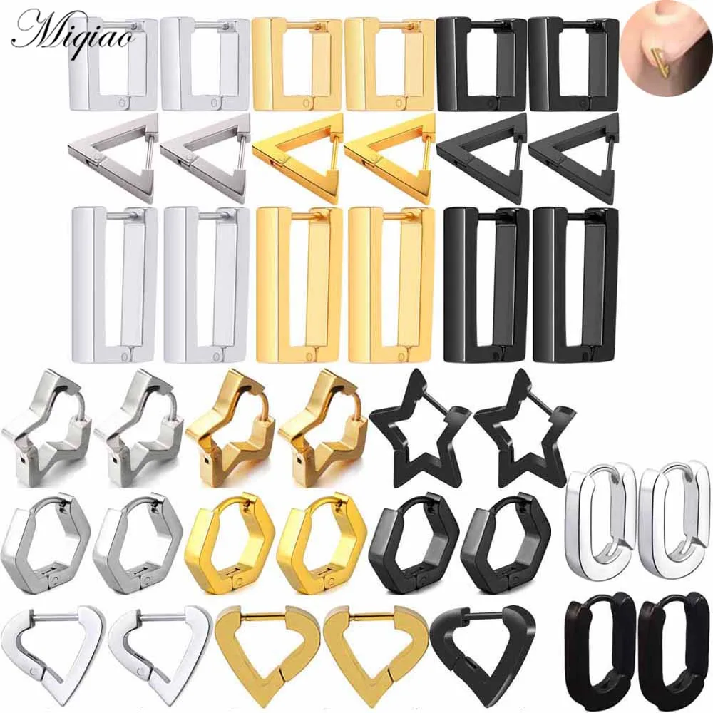 

Miqiao 2pcs Trendy Creative Hypoallergenic Polygonal Ear Buckle Exquisite Body Piercing Jewelry