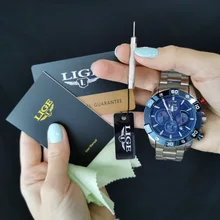 LIGE-reloj analógico de acero inoxidable para hombre, nuevo accesorio de pulsera de cuarzo resistente al agua con cronógrafo, complemento Masculino deportivo de marca de lujo con esfera luminosa
