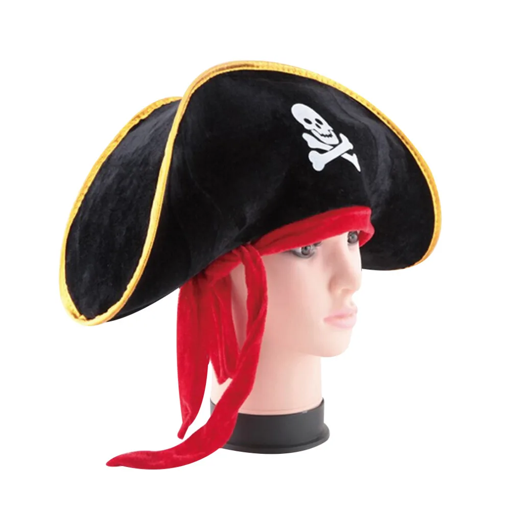 Pirate Captain Hat Skull& Crossbone Design Cap Costume for Fancy Dress Party Halloween Polyester Sales