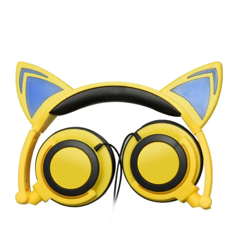 Fashion Cat Ear Headphones With Led Light Cute Cat Ear Gaming Headset For Girls Children Flashing Glowing Gaming Earphones