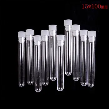 

10Pcs/lot clear Test Tubes Transparent Laboratory Test Tubes With Lids Vial Sample Containers 15*100mm