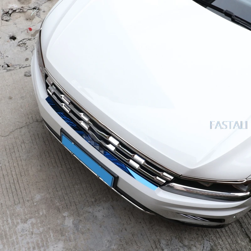 Для Tiguan второго поколения- автомобильный передний бампер крышка из нержавеющей стали декоративная отделка полосы внешняя наклейка украшение