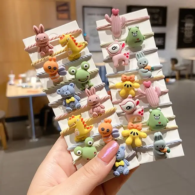 40pcs/lot  Girls Cute Cartoon Animals Fruit Elastic Hair Bands Scrunchies Ponytail Holder Headbands for Kids Hair Accessories