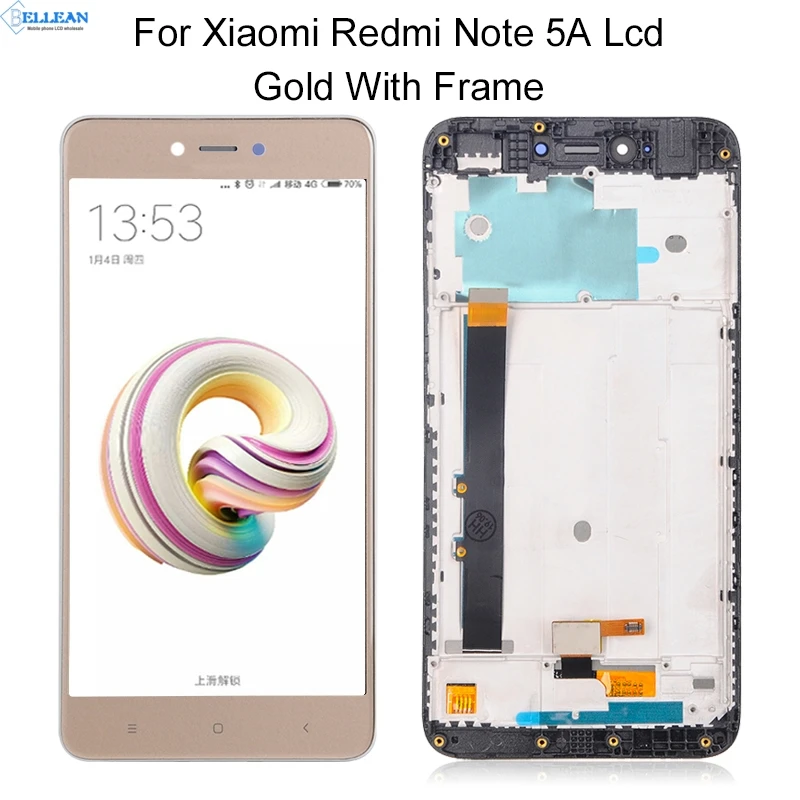 Dinamico для Xiaomi Redmi Примечание 5A Prime lcd Y1 дисплей кодирующий преобразователь сенсорного экрана в сборе Note 5A lcd Y1 Lite дисплей с рамкой - Цвет: 2G Gold With Frame