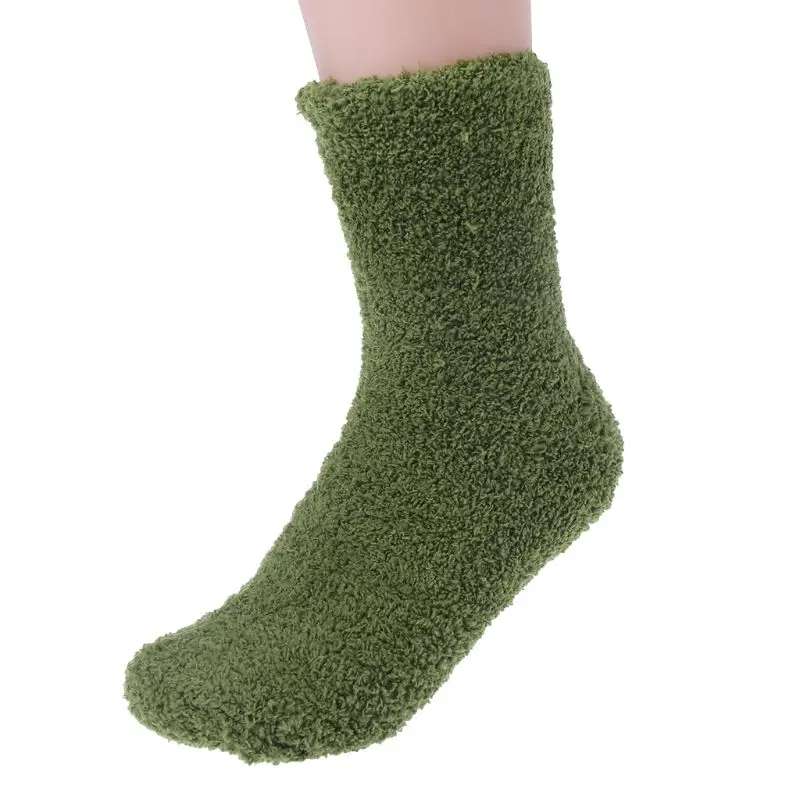 Womens Winter Fluffy Long Socks Thick Warm Coral Fleece Sleep Floor Candy Color F42F | Женская одежда