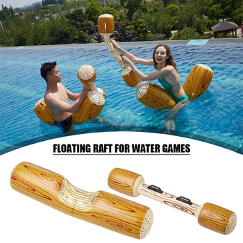 

4pcs/set Wood Pattern Water Sport Toy Swimming Pool Inflatable Floating Row Plaything Plaything For Children Adult Party Supply