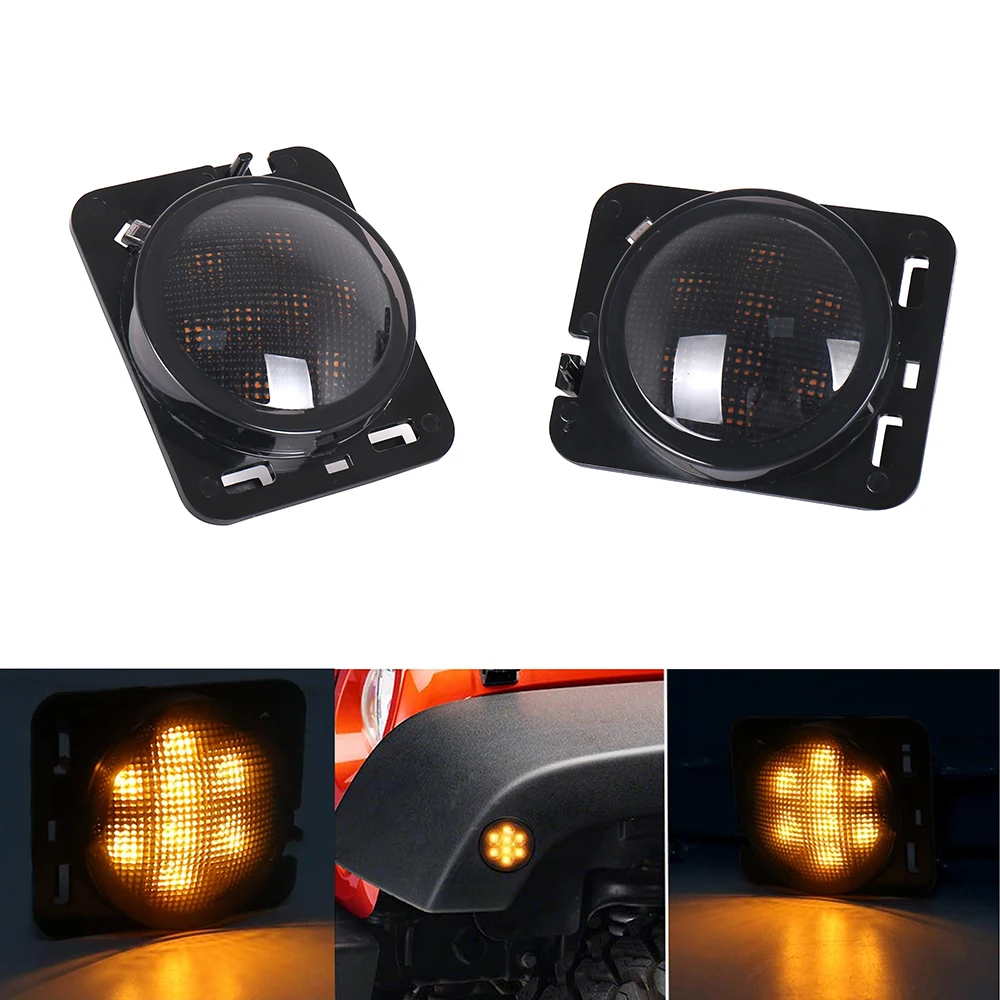 

Motorcycle light Bulbs car LED Turn Signal Lights DRL Amber LED Front Grill Signal Parking Lights For Jeep Wrangler 2007-2015