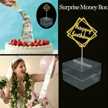

Birthday Surprise Gift Box Napkin Banknote Box Tissue Parent Surprise Pull Baking Birthday Box Box Money Cake Money Decorat K8I6