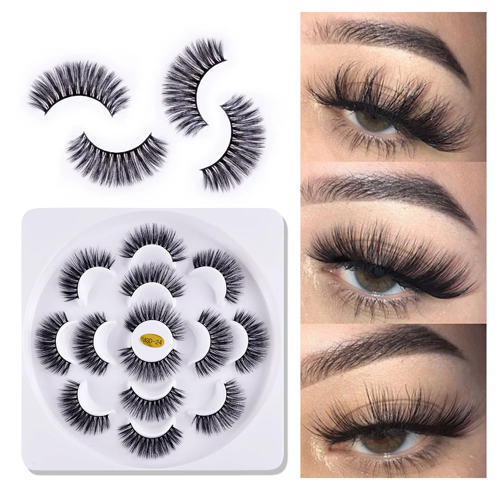 

7 Pairs Faux 3D Mink Lashes Natural Long False Eyelashes Dramatic Volume Mink Lashes Makeup Extension Eyelashes maquiagem