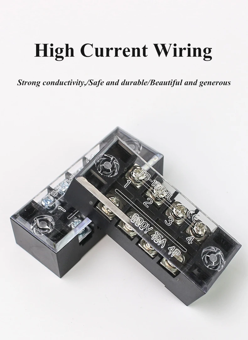 1pcs 45A 600V TB4503 TB4504 TB4505 TB4506 TB4510 TB4512 Dual Row Barrier Screw Terminal Block Strip Wire Connector Wiring tool