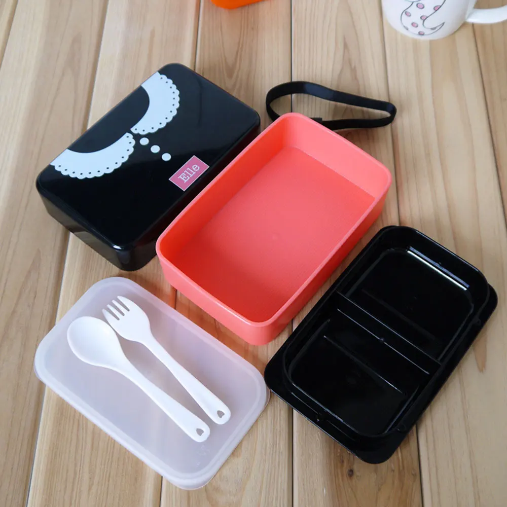 Bento Box пластиковый Ланч-бокс PP галстук офисные кухонные аксессуары Школьные двухслойные 730 мл модные экологически чистые Ланч-бокс