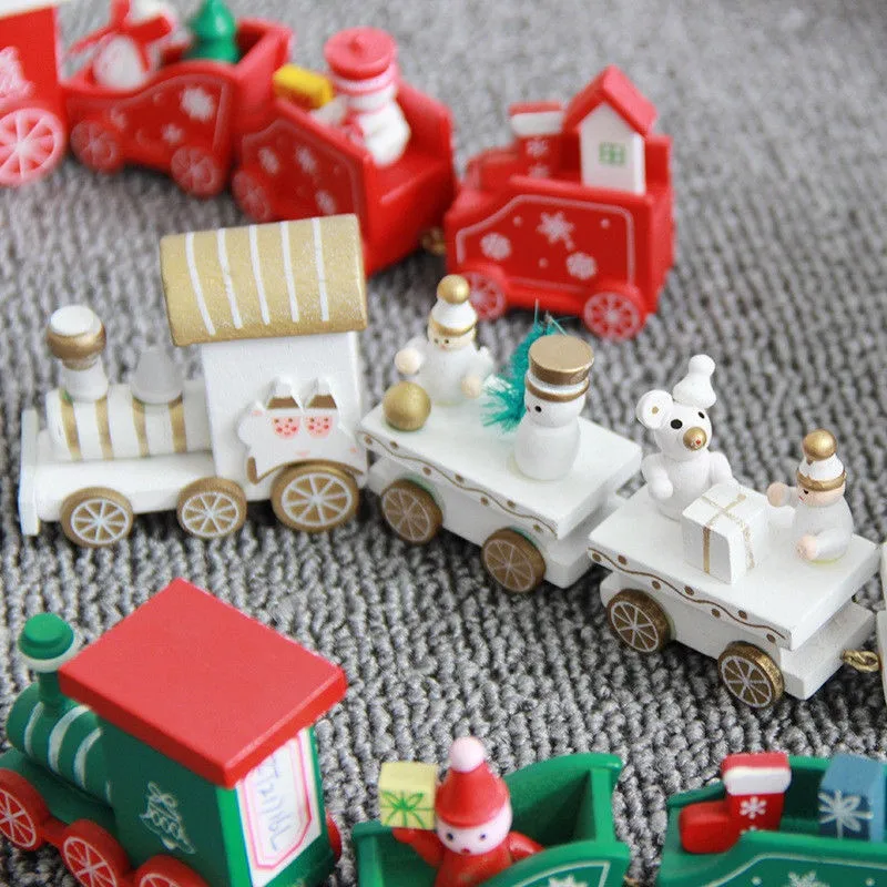 Маленький поезд Санты деревянные украшения автомобиль игрушки рождественские подарки для детей украшение для рождественского стола Noel Navidad игрушечный поезд#10