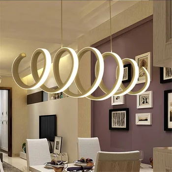 

Modern Acrylic LED Wave Spiral Pendant Fixture Lights Unique Statement Linear LED Pendant