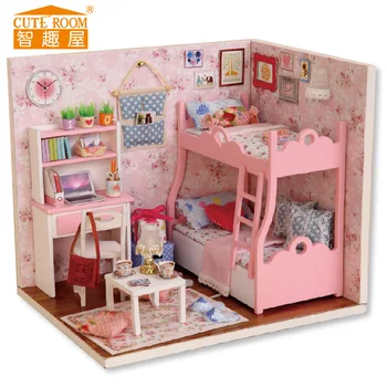 

Diy dollhouse miniature wooden dollhouses dollhouse furniture kit music house led toys for children birthday gift P221