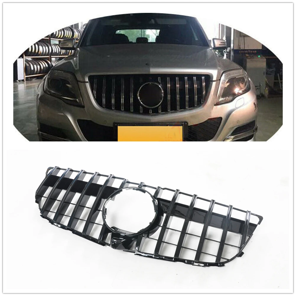 

Racing Grills For Mercedes Benz GLK X204 2013-2015 GT Front Grille Silver/Black Car GLK250 GLK300 GLK350 Upper Bumper Hood Mesh