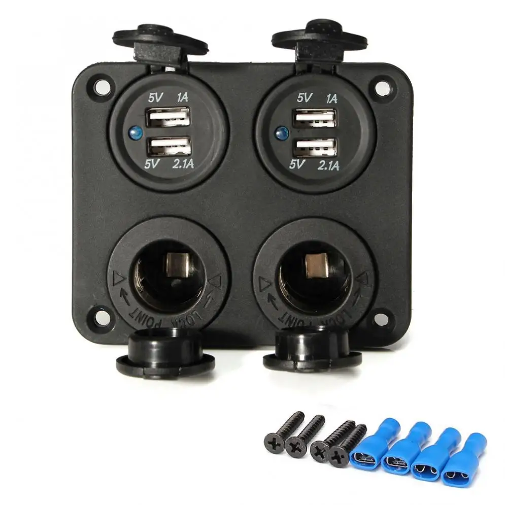 12-24V автомобильный двойной USB адаптер зарядное устройство+ прикуриватель розетки с синий светодиодный индикатор