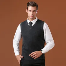 Новое поступление, однотонный Повседневный шерстяной жилет, Мужская утолщенная чистая подставка для перемешивания пигмента, v-образный вырез, без рукавов, вязаный пуловер, жилет