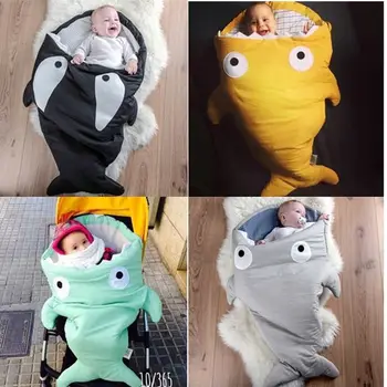 

Newborn Soft Cotton Baby cartoon Shark Mermaid Tail Blanket Children Bedding Infant Swaddle Cotton sleeping bag Mermaid Wrap