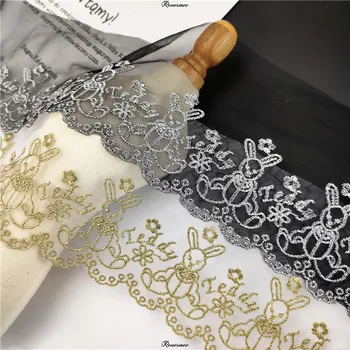 

5Yard Cute Bunny Net Lace Lace 12.5 Wide Gold Silver Lolita Skirt Handmade DIY Lace Auxiliary SX585