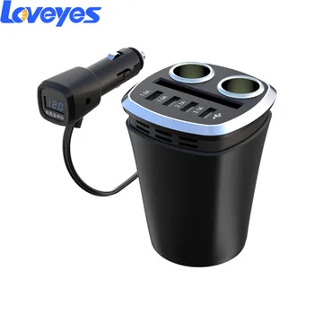 

4 USB Car Cup Holder Adapter 120W 7.2A One To Two Cigarette Lighter Car Charger Auto Cup Holder Usb Charger Car Accesories 1931