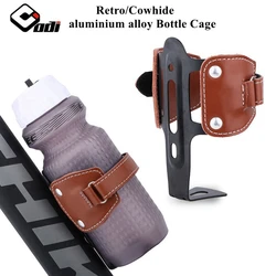 ODI Bicycle Bottle Cage Retro Cowhide Aluminum Alloy 53g Water Cup Holder for MTB Road Folding Bike Cycling Equipment Bike Parts