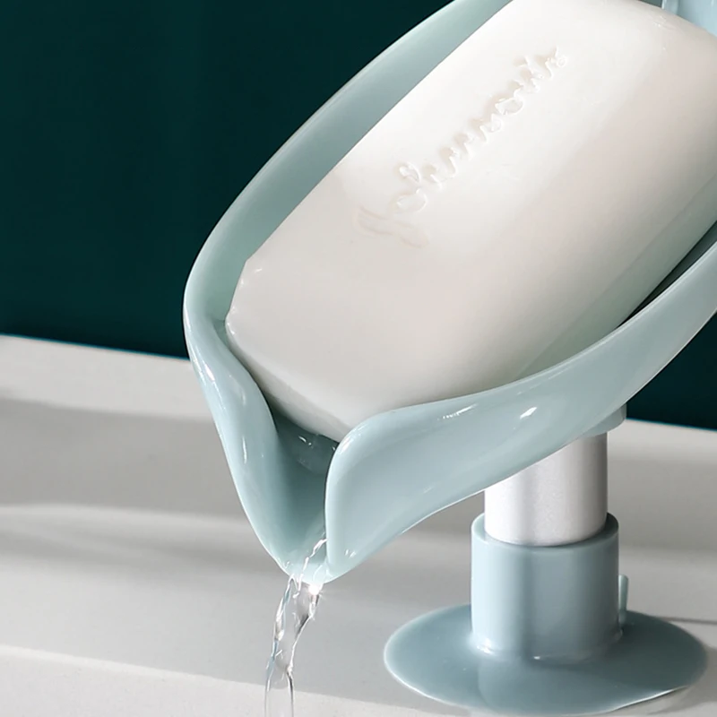 Plastic Leaf Shape Drain Soap Box Creative Holder Stand Dish Multifunction Suction Cup Storage Rack Bathroom Organizer Tool | Дом и сад