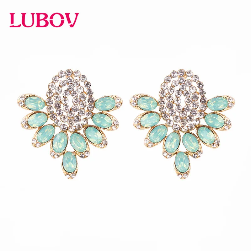 

LUBOV Luxury Crystal Opal Stone Stud Earrings Golden Fish Design Piercing Earrings Trendy Gift for Girl And Women Party Jewelry