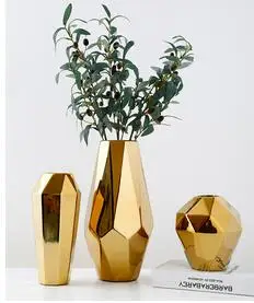 

NORDIC CREATIVE MODERN GOLD GEOMETRIC CERAMICS VASE GOLD VASE HOME DECORATION FLOWER ARRANGEMENT CRAFTS ORNAMENTS WEDDING