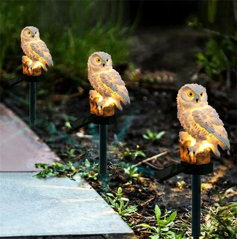 LED Owl Solar Powered Garden Light Outdoor Ornament Lawn Waterproof Novelty Lamp 