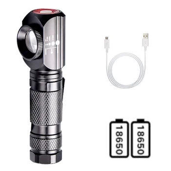 

Zoomable XML T6 LED Tactical Flashlight Pocket Flashlight USB Rechargeable Work Light Inspection Lamp 18650 Warning Strobe Light