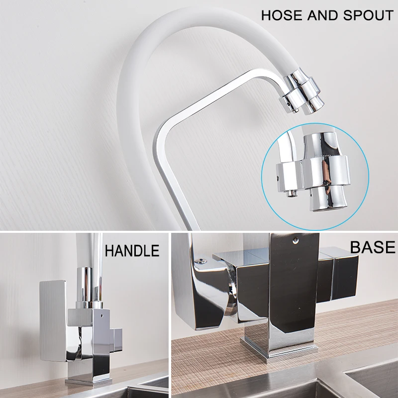 Filter Pure Water Kitchen Faucet Pull Down Purification Filtered Kitchen Faucets Crane Dual Handle Dual Spout Hot Cold Mixer Tap