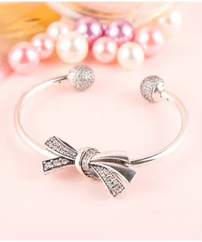 

100% 925 Sterling Silver Brand Authentic Temperament Butterfly Charm Bracelet Set women fashion jewelry bangles